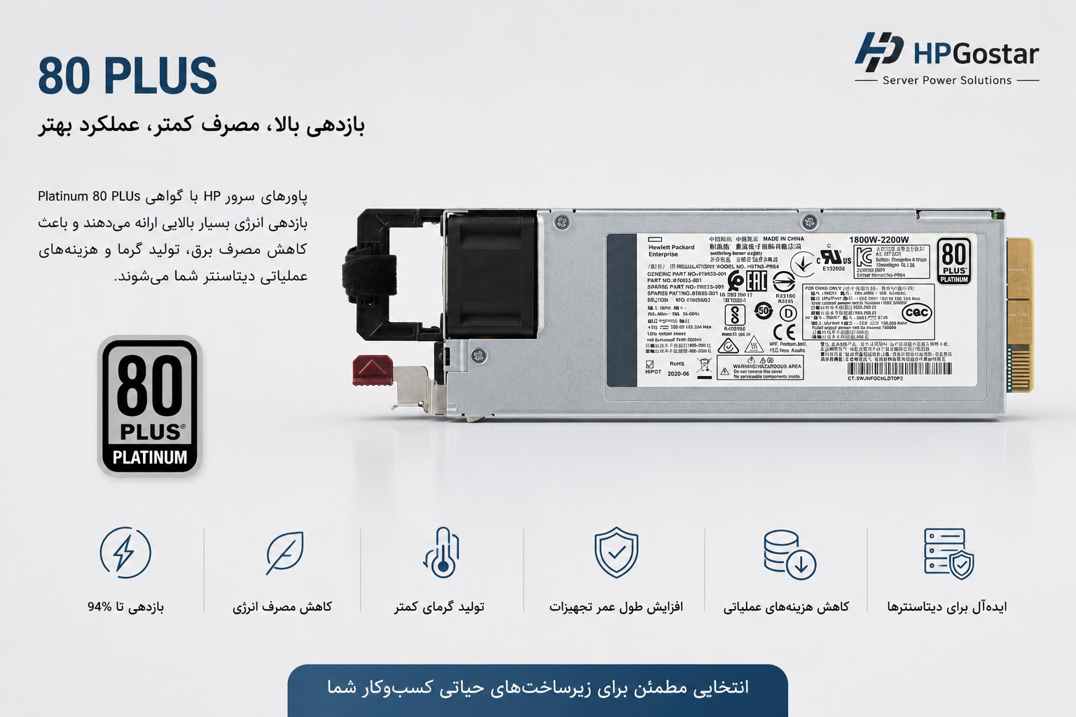 گواهینامه راندمان 80 Plus Platinum و Titanium در پاور سرور HP